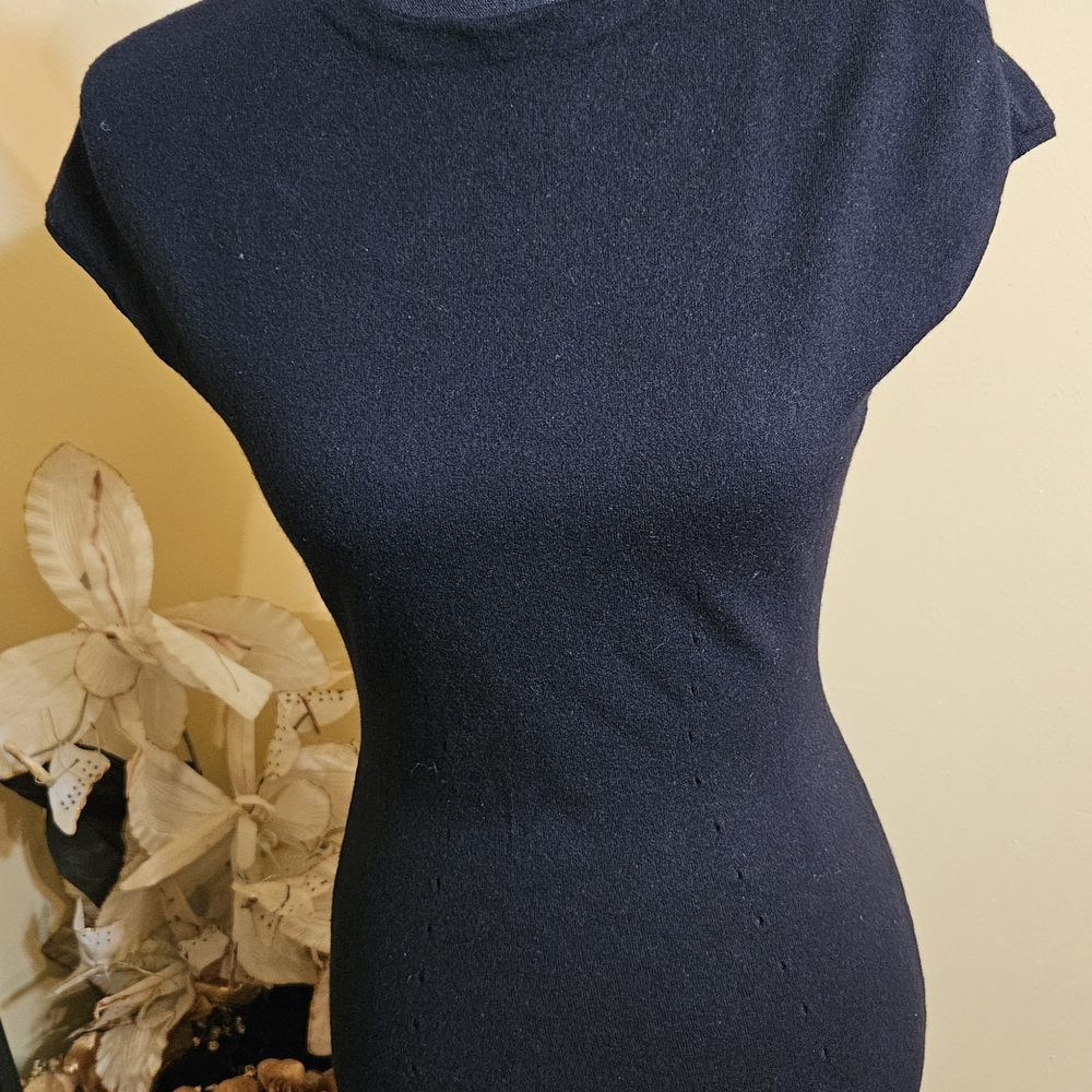 Alexander Wang Black Stretch Wool Dress Zipper Back
